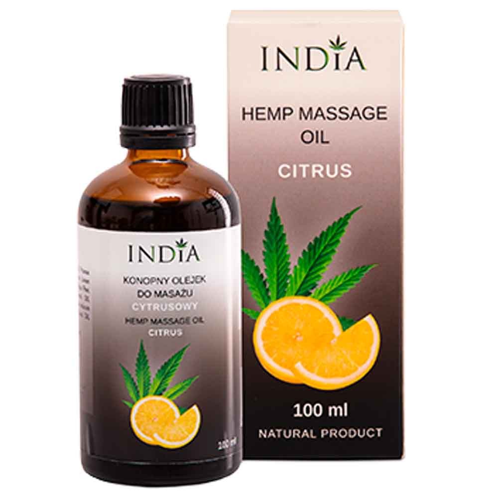 Aceite de masaje con aceite de cañamo y cítricos indiacosmetics